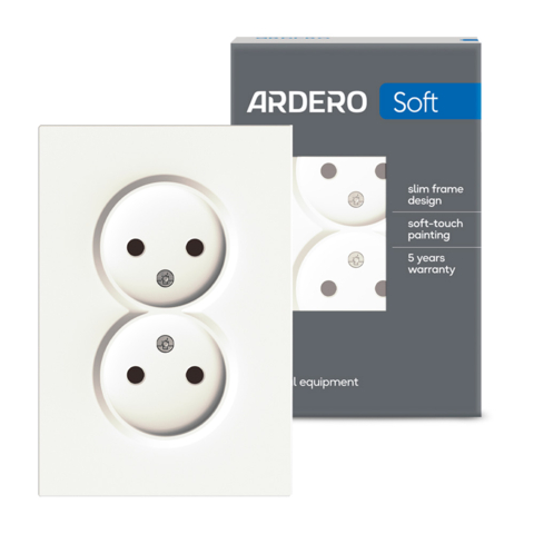 Розетка подвійна Ardero ER112-W Soft 16А без заземлення біла