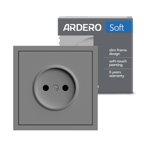 Розетка Ardero ER111-G Soft 16А без заземлення сіра
