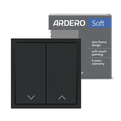 Вимикач для жалюзі 2-клавішний Ardero EV152-B Soft 10А чорний