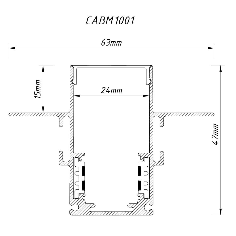 Шинопровід Feron CABM1001 чорний вбудований 2м