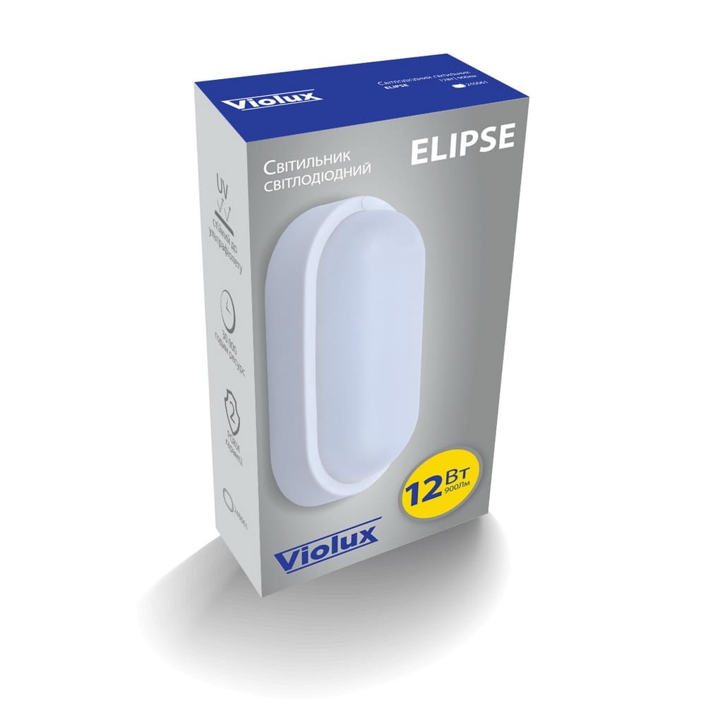 Cвітильник cвітлодіодний VIOLUX НББ ELIPSE овал 12W 5000K 900LM IP54 (1/32) КАРТОН (240061)