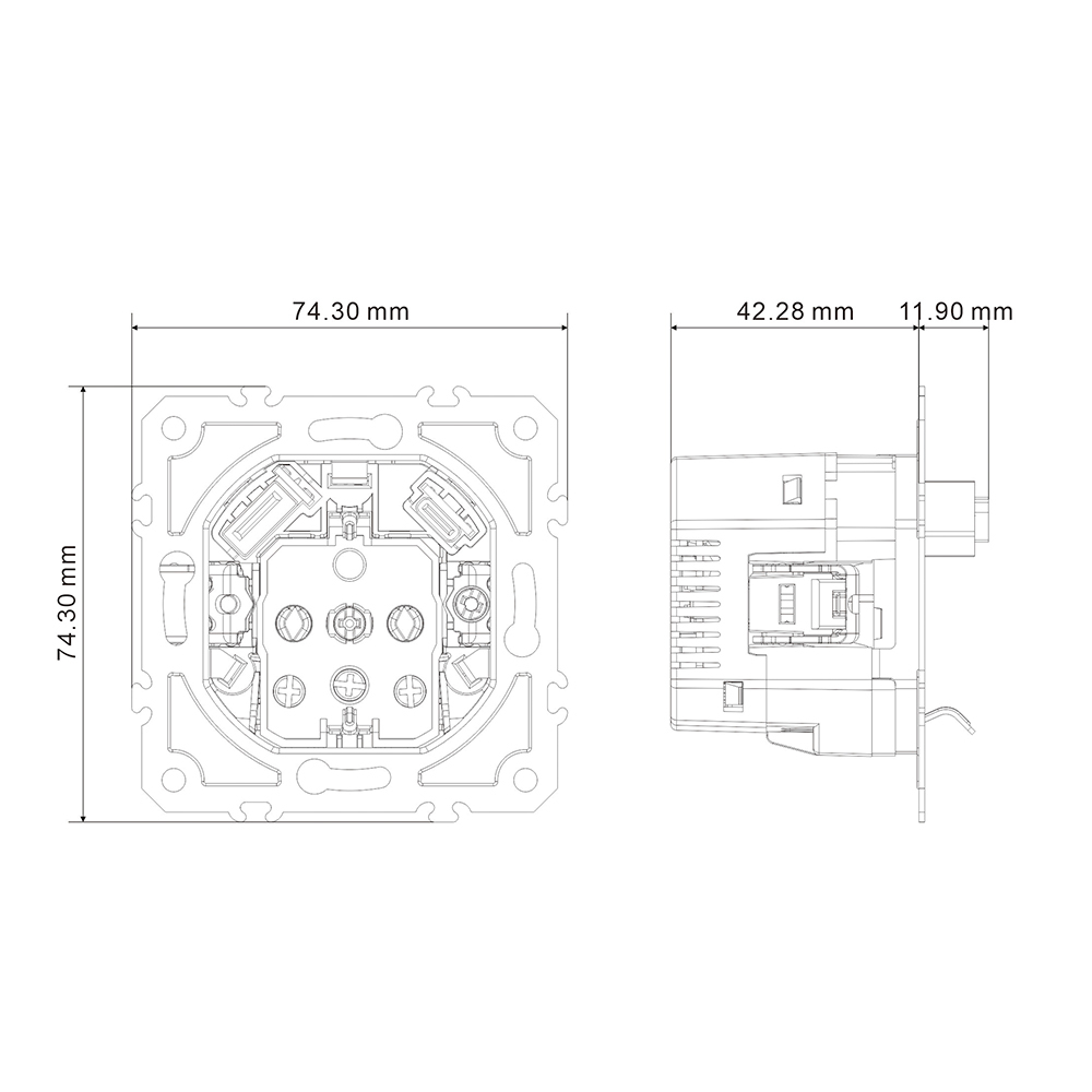 Розетка з додатковими виходами USB/Type-C Ardero ER123USB-B Soft 18W/20W із заземленням чорна
