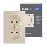 Розетка подвійна Ardero ER122-C Soft 16А із заземленням шампань